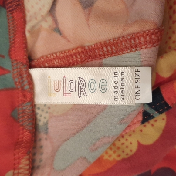 Lularoe one size pink floral leggings - Picture 3 of 4